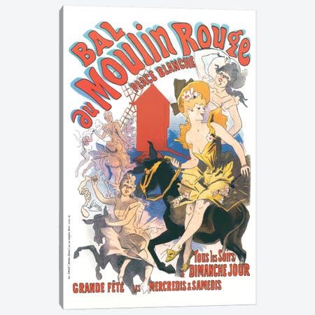 Bal du Moulin Rouge, Place Blanche Advertisement, 1889 Canvas Print #JUC1} by Jules Cheret Canvas Art Print