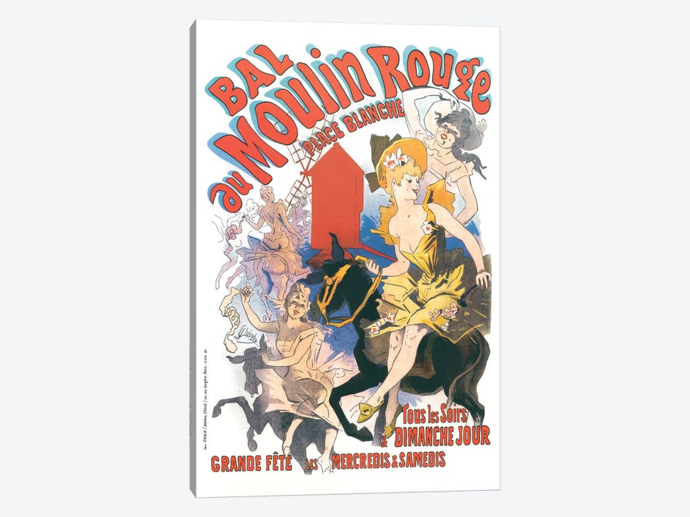 Bal du Moulin Rouge, Place Blanche Advertisement, 1889 by Jules Cheret 1-piece Art Print