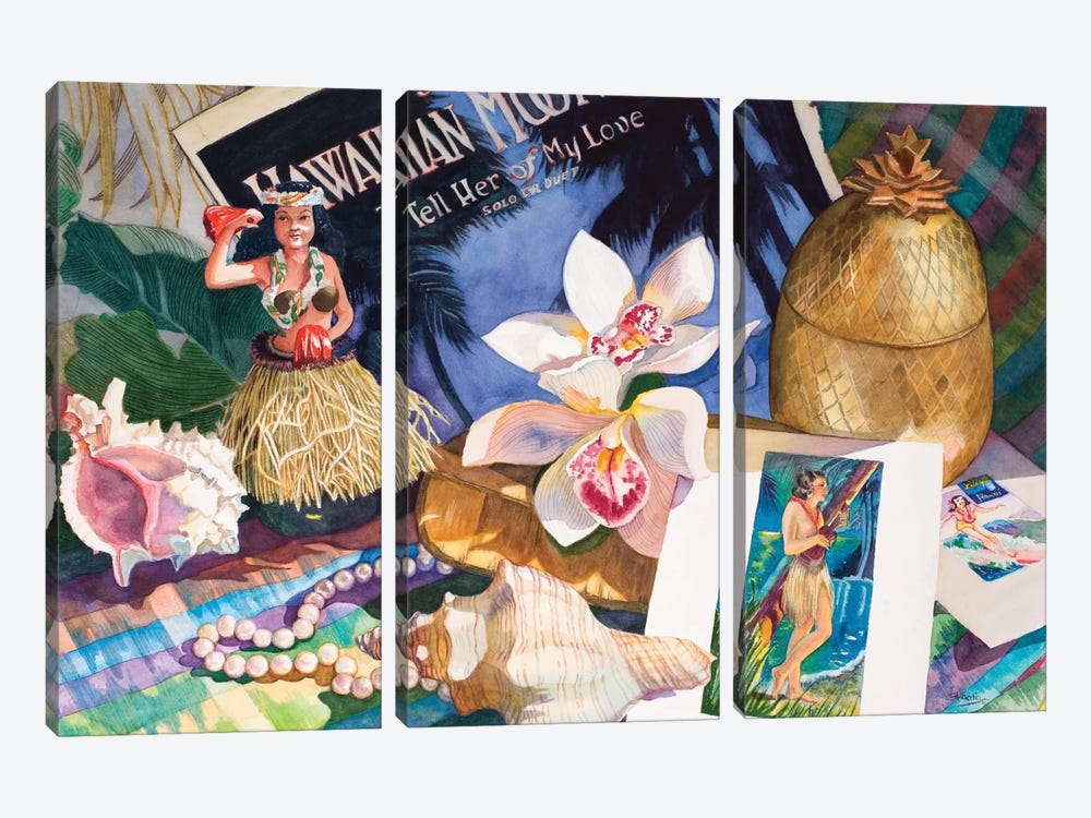 Hawaiian Moonlight by Judy Koenig 3-piece Canvas Artwork