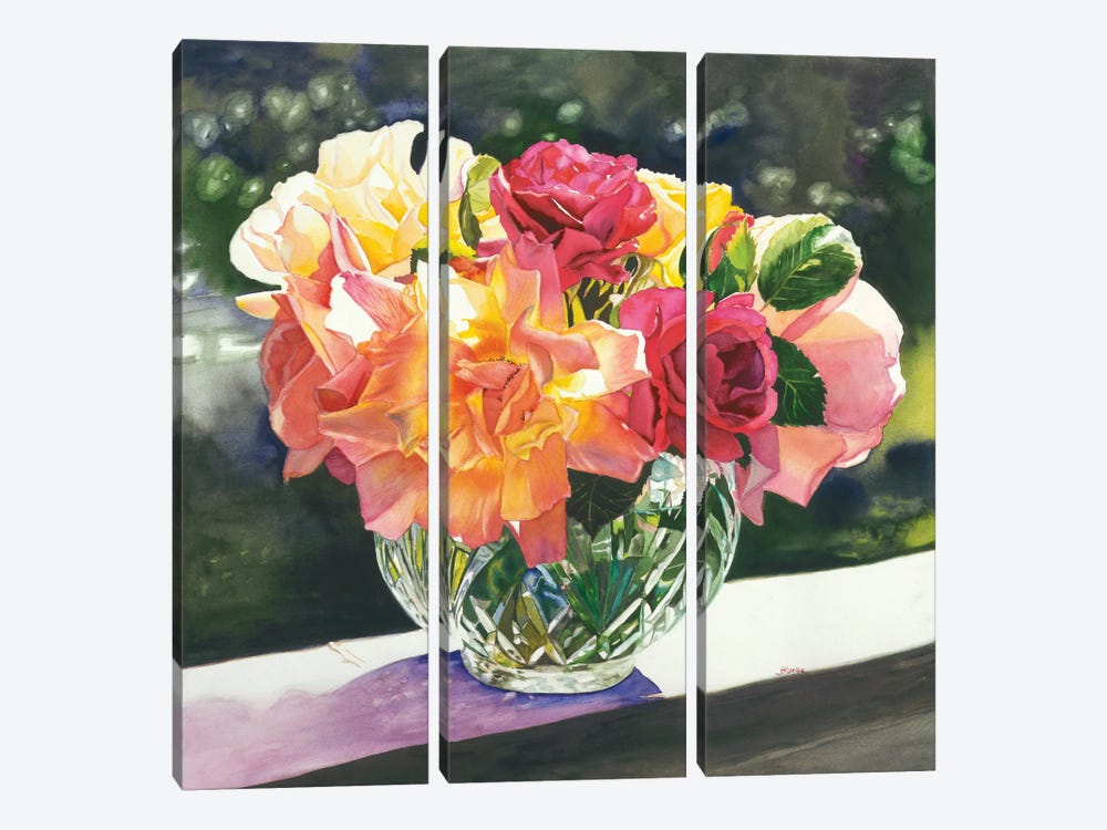 Rose Bowl by Judy Koenig 3-piece Canvas Wall Art