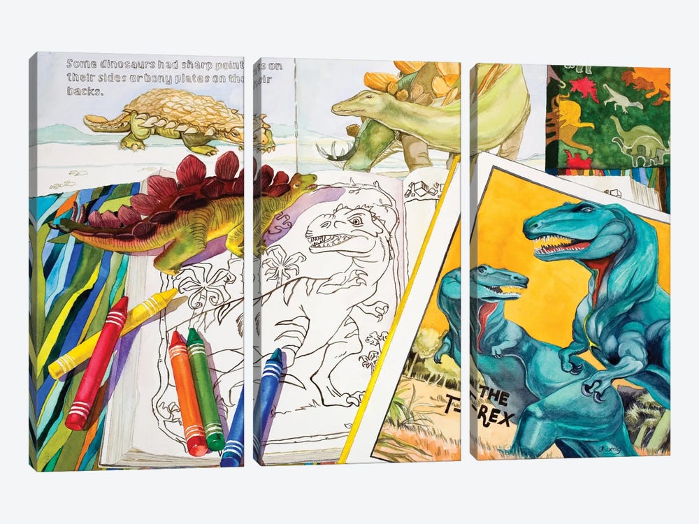 Colorasaurs by Judy Koenig 3-piece Canvas Print
