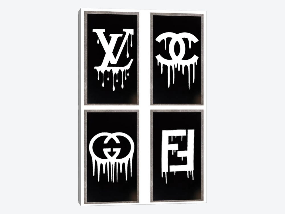 Chanel And More Dripping Logo With Border by Julie Schreiber 1-piece Canvas Print