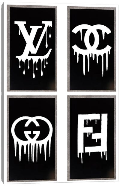 Chanel And More Dripping Logo With Border Canvas Art Print - Julie Schreiber