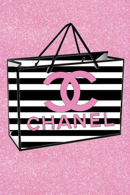 Framed Canvas Art (White Floating Frame) - Chanel Shopping Bag by Julie Schreiber ( Hobbies & lifestyles > Shopping art) - 26x18 in