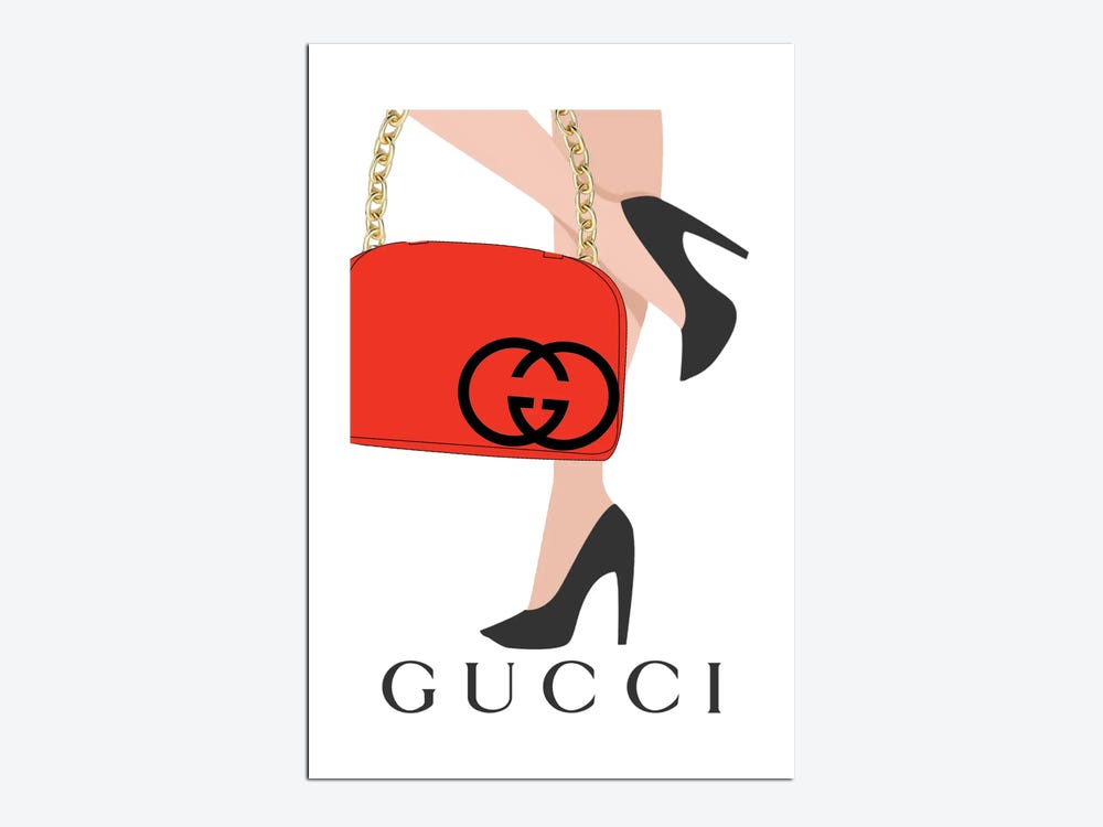 Julie Schreiber Large Canvas Art Prints - Gucci Red Handbag ( Fashion > Fashion Accessories > Bags & Purses art) - 60x40 in