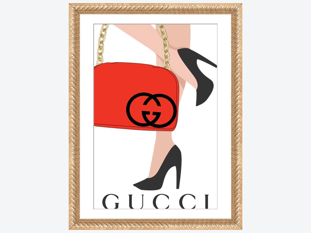 Gucci Red Handbag Canvas Artwork by Julie Schreiber