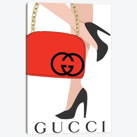 Gucci Red Handbag Canvas Print #JUE118} by Julie Schreiber Canvas Art Print