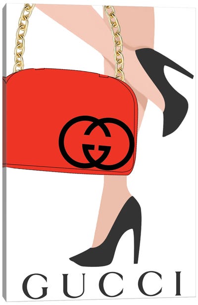 Gucci Red Handbag Canvas Art Print - Julie Schreiber