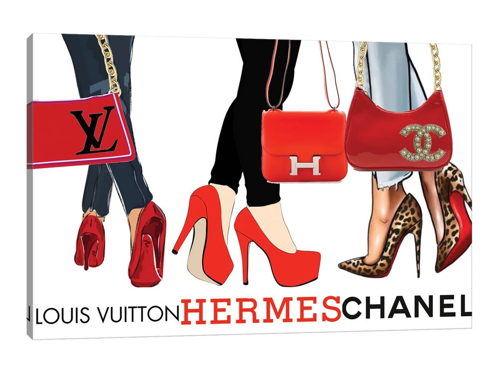 Julie Schreiber Canvas Wall Decor Prints - Louis Vuitton Hermès & Chanel Ladies ( Fashion > Fashion Accessories > Bags & Purses art) - 26x40 in