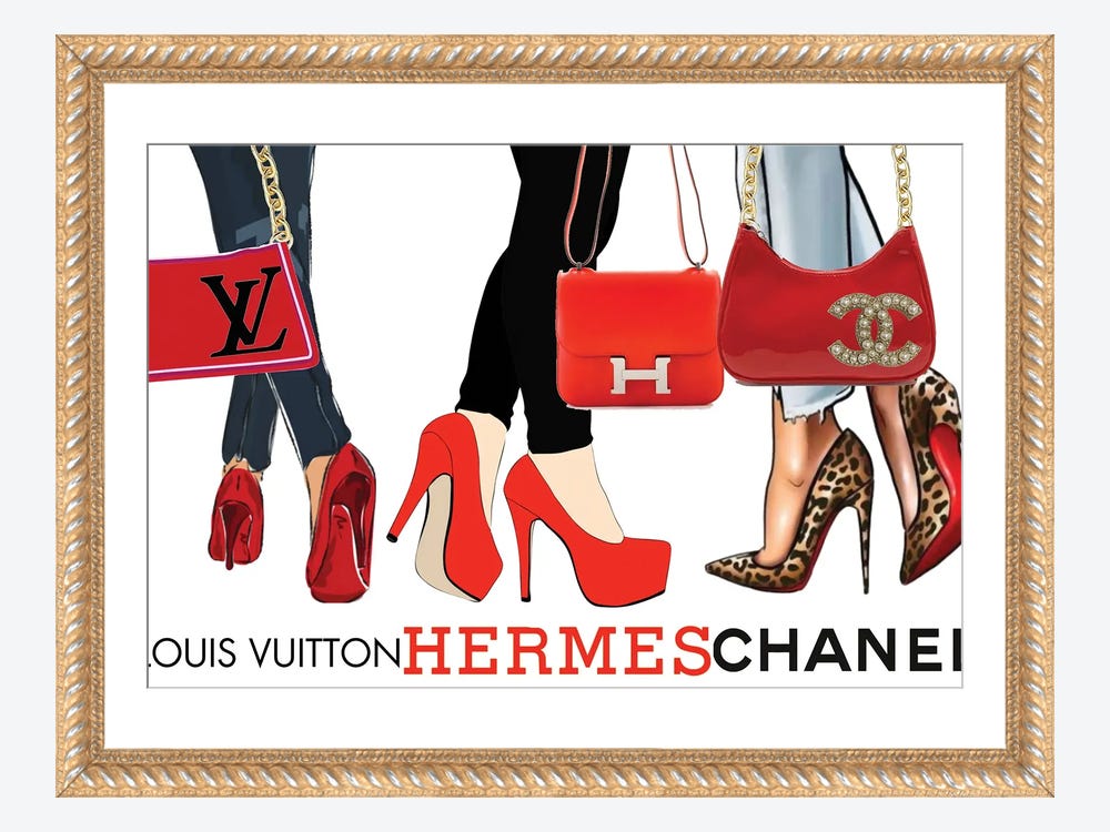 Julie Schreiber Canvas Prints - Chanel and More Dripping Logos ( Fashion > Fashion Brands > Louis Vuitton art) - 26x18 in