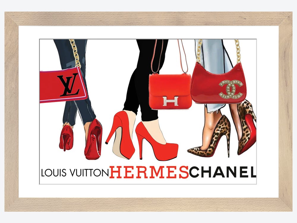 Louis Vuitton Hermès & Chanel Ladie - Canvas Artwork