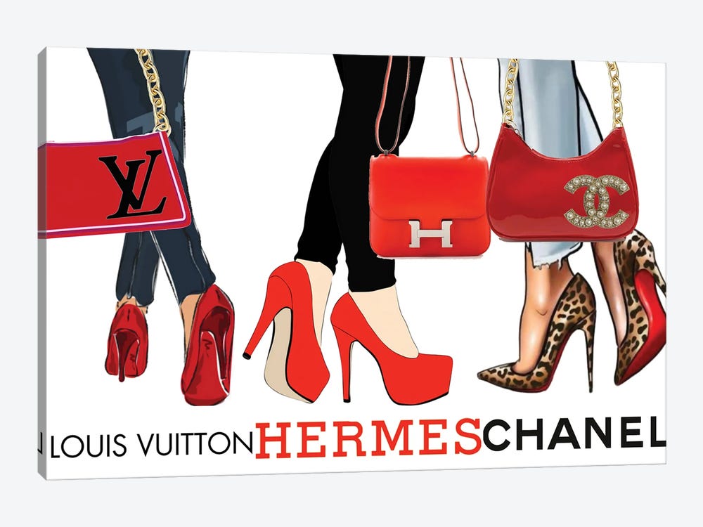 Louis Vuitton Hermès & Chanel Ladie - Canvas Artwork