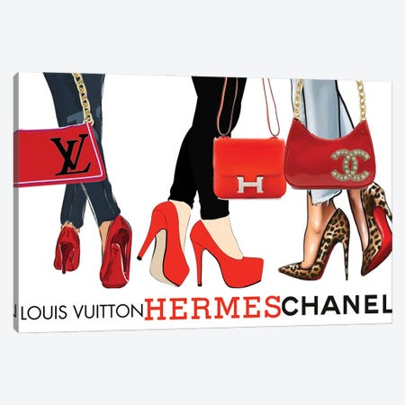 Louis Vuitton Hermès & Chanel Ladies Canvas Print #JUE124} by Julie Schreiber Art Print