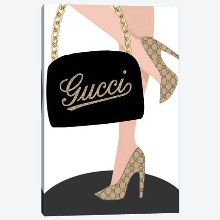 Gucci Pattern Shoes And Gucci Handbag Canvas Print #JUE127} by Julie Schreiber Canvas Print