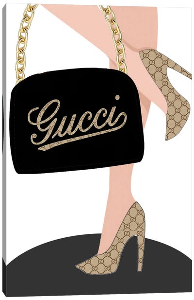 Gucci Pattern Shoes And Gucci Handbag Canvas Art Print - Julie Schreiber