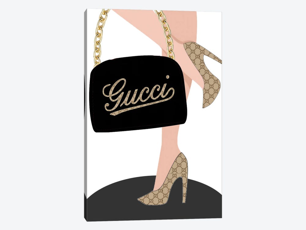 Gucci Pattern Shoes And Gucci Handbag by Julie Schreiber 1-piece Art Print