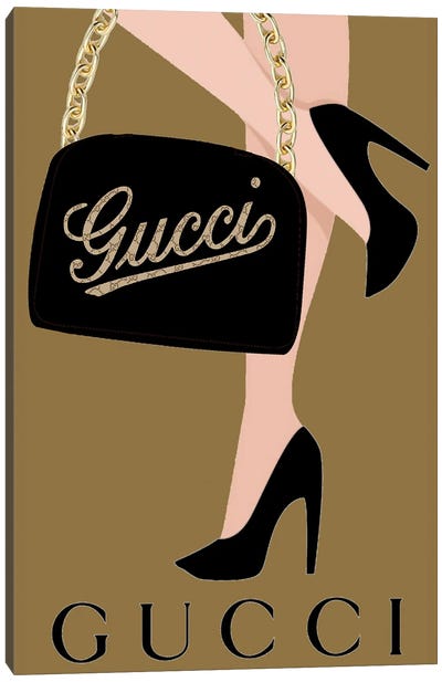 Gucci Black Handbag Pop Art Canvas Art Print - Julie Schreiber