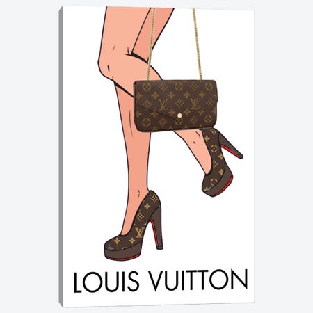 Louis Vuitton Matching Heels And Handbag Canvas Print #JUE132} by Julie Schreiber Art Print
