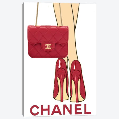 Red Chanel Handbag Canvas Print #JUE141} by Julie Schreiber Canvas Artwork