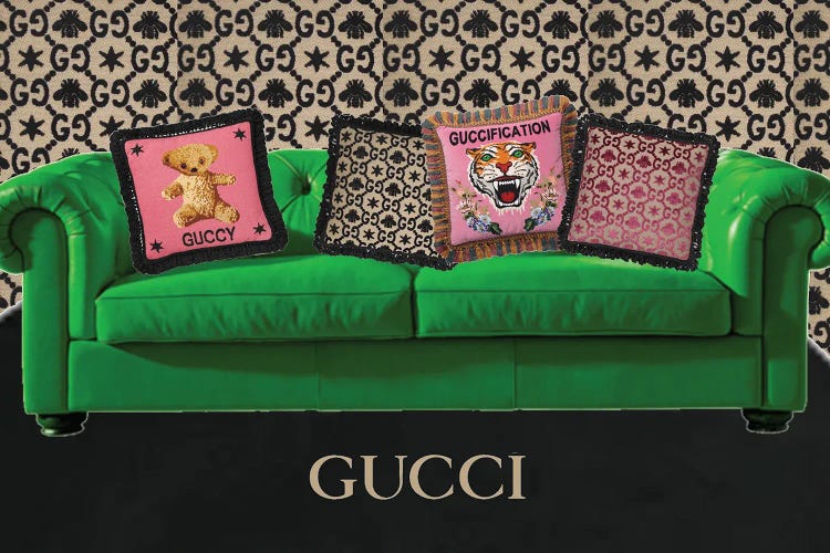 iCanvas Gucci and Louis Vuitton Panda with Guns Art by Julie Schreiber Canvas Art Wall Decor ( Hobbies & lifestyles > Shopping art) - 18x12 in