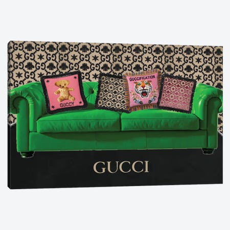 Gucci Couch And Pillows Canvas Print #JUE142} by Julie Schreiber Canvas Wall Art