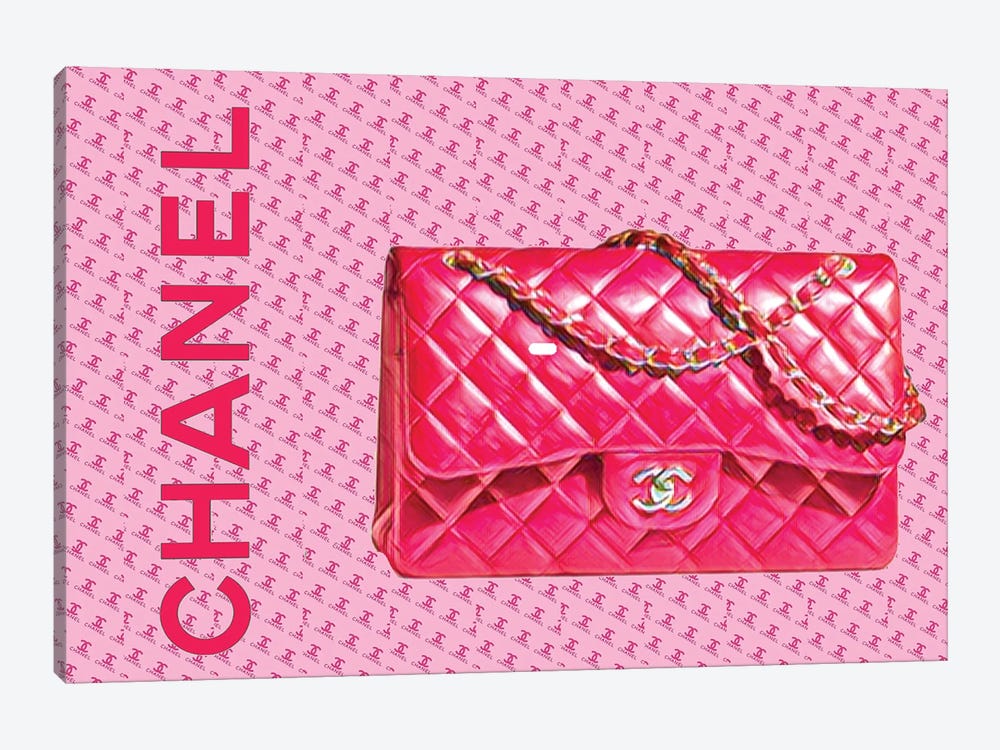 iCanvas Chanel Pink Handbag Art by Julie Schreiber Canvas Art Wall Decor ( Fashion > Fashion Accessories > Bags & Purses art) - 12x18 in
