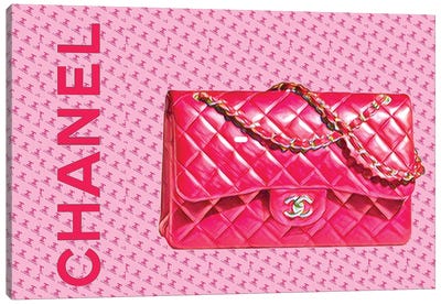 Chanel Pink Handbag Canvas Art Print - Bag & Purse Art
