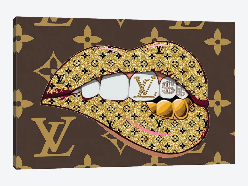 Louis Vuitton Logo Lips Pattern - Canvas Print Wall Art by Julie Schreiber ( Fashion > Fashion Brands > Louis Vuitton art) - 8x12 in