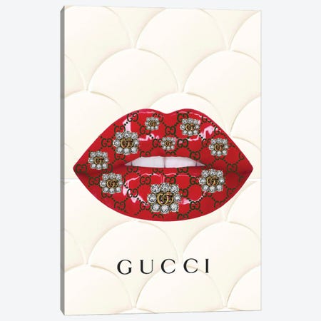 Gucci Flower Lips Canvas Print #JUE145} by Julie Schreiber Canvas Art Print