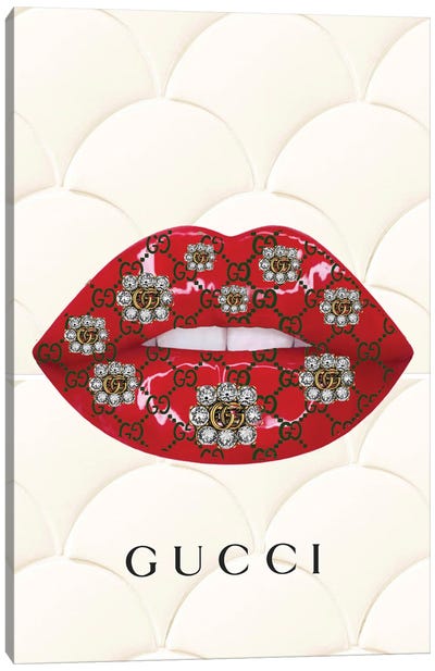Gucci Flower Lips Canvas Art Print - Julie Schreiber