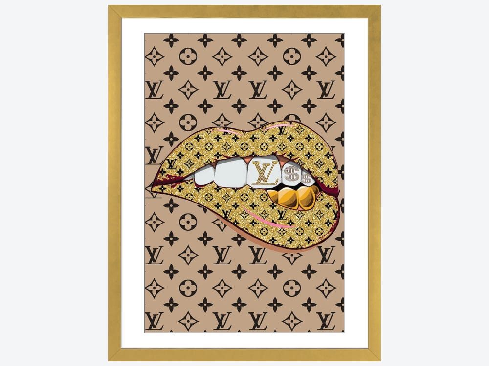Julie Schreiber Canvas Prints - Louis Vuitton Logo Lips Pattern on Cement ( Fashion > Fashion Brands > Louis Vuitton art) - 18x26 in