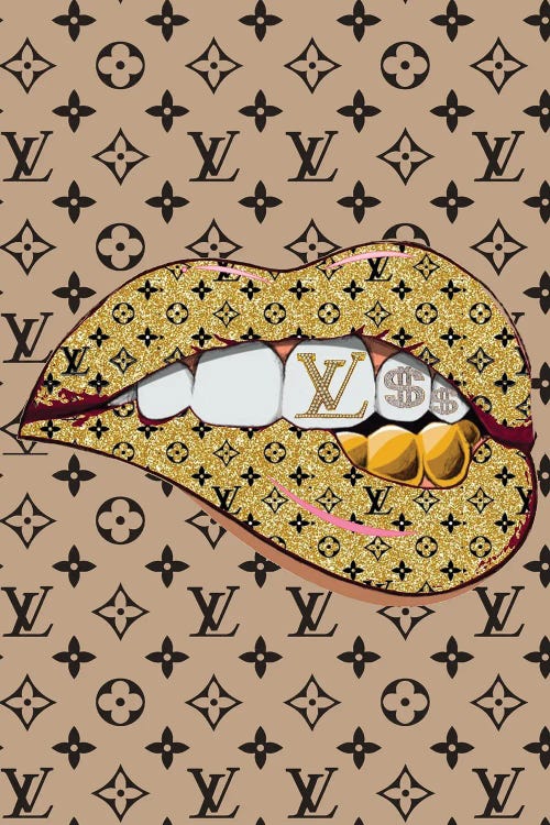 Bling Louis Vuitton Logo Lips Pattern