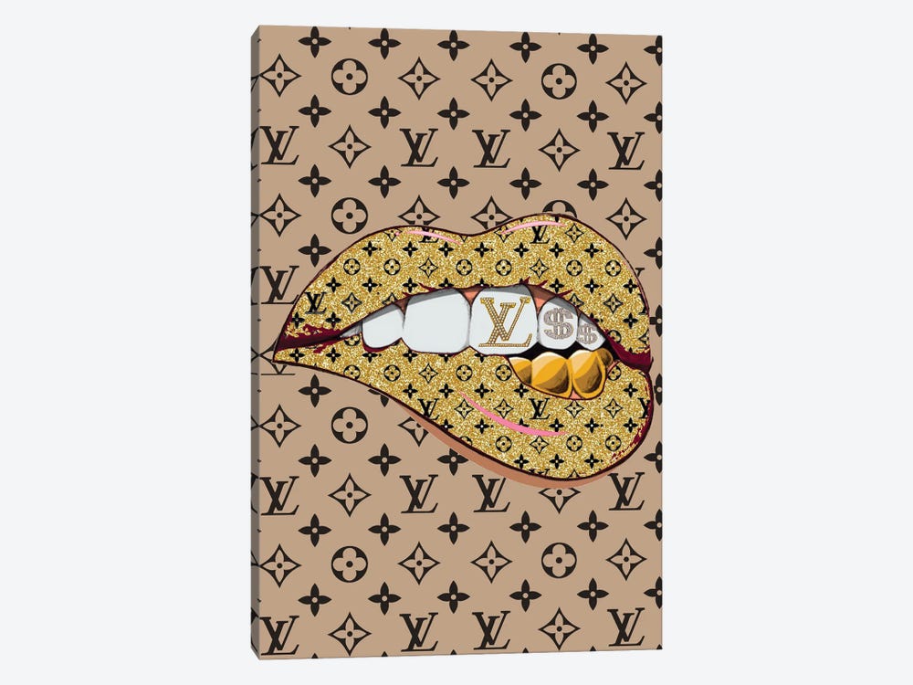 Bling Louis Vuitton Logo Lips Pattern by Julie Schreiber 1-piece Canvas Art