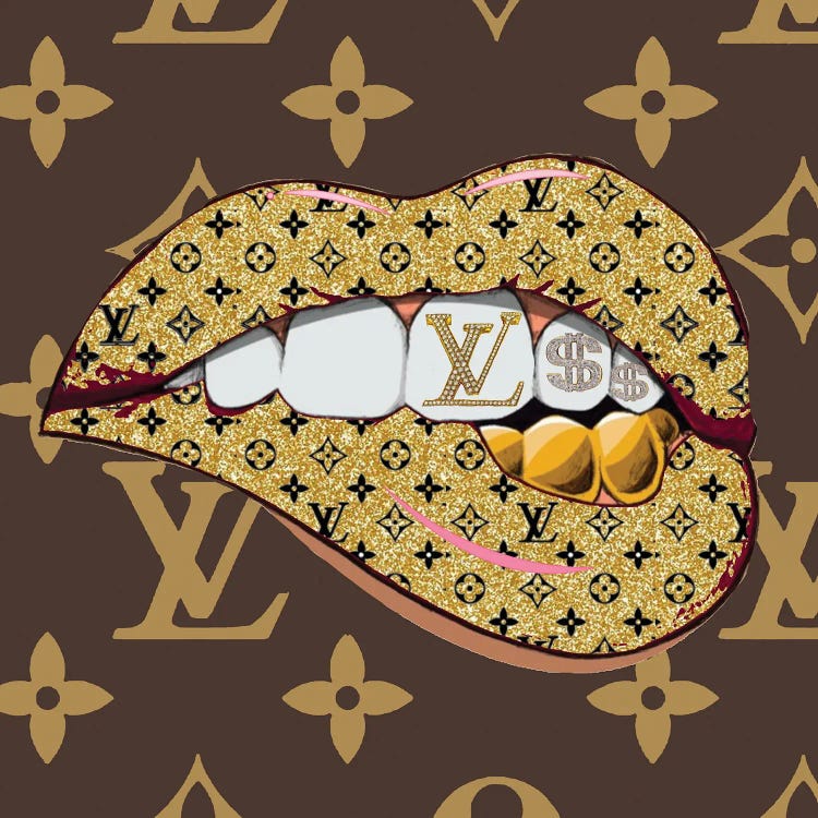 Louis Vuitton Logo Lips Pattern Square A - Art Print
