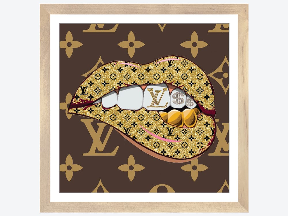 Louis Vuitton Dripping Lips White by Julie Schreiber Fine Art Paper Print ( Fashion > Fashion Brands > Louis Vuitton art) - 24x16x.25