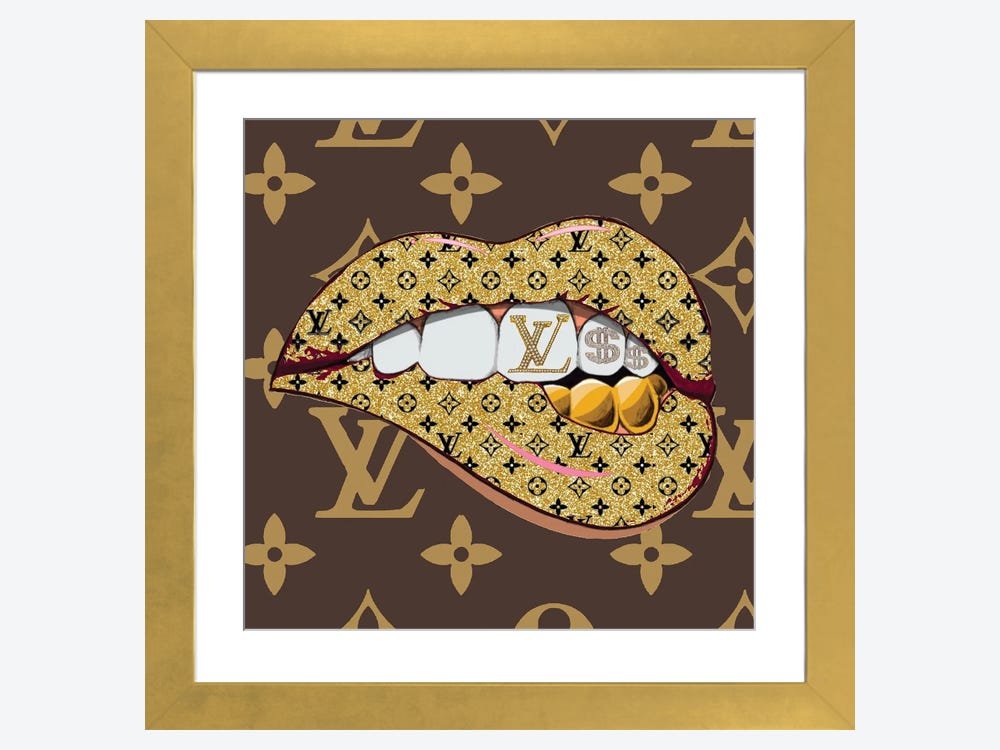 Julie Schreiber Canvas Prints - Louis Vuitton Logo Lips Pattern on Cement ( Fashion > Fashion Brands > Louis Vuitton art) - 18x26 in
