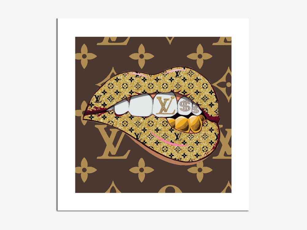 Julie Schreiber Canvas Art Picture - Louis Vuitton Abstract Art ( Fashion > Hair & Beauty > Lips art) - 26x26 in