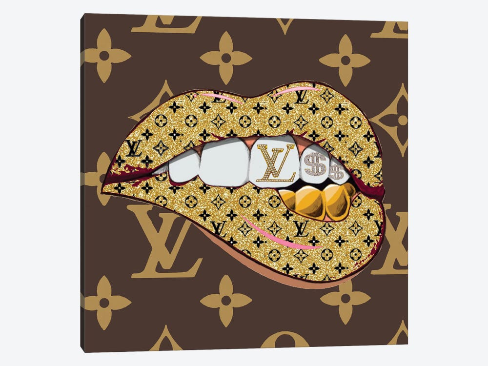 Julie Schreiber Canvas Art Prints - Louis Vuitton Logo Lips Pattern Square ( Fashion > Fashion Brands > Louis Vuitton art) - 37x37 in