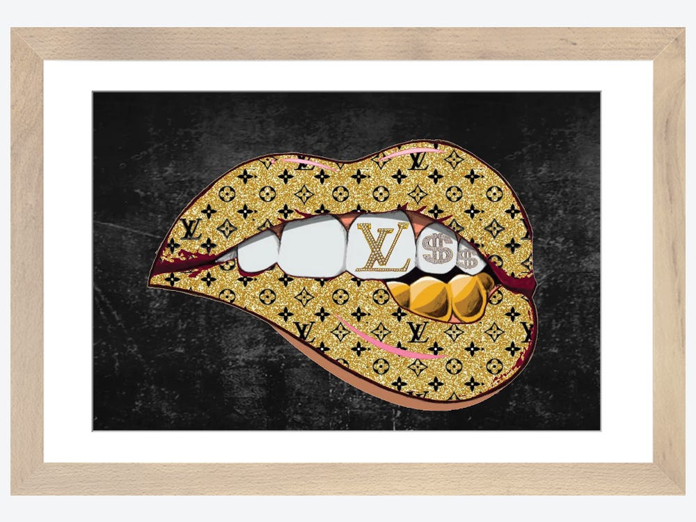 iCanvas Louis Vuitton Graffiti Lips II by Julie Schreiber - Bed