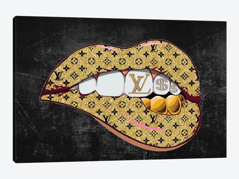 Louis Vuitton Logo Lips Pattern On Cement by Julie Schreiber 1-piece Art Print