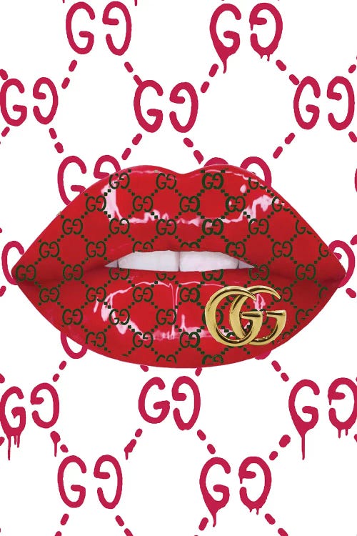 Red Gucci Logo Lips Pattern