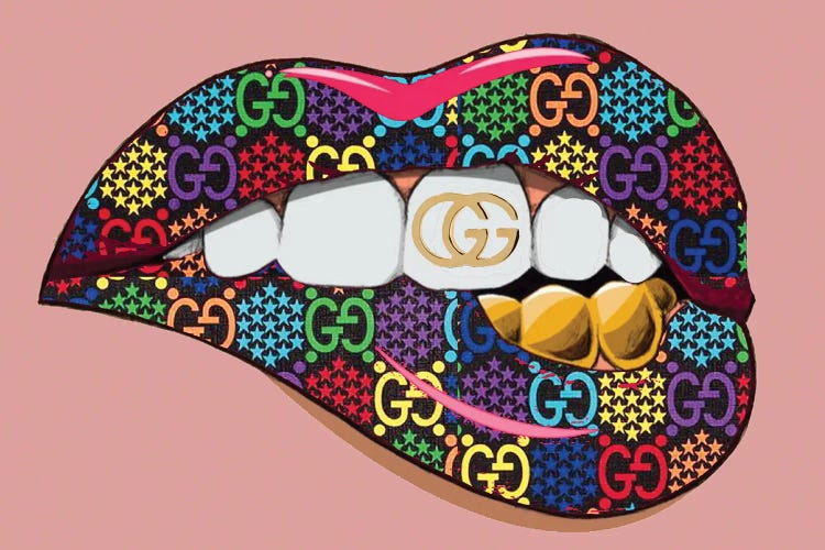 Gucci Logo Lips Pattern In Pink