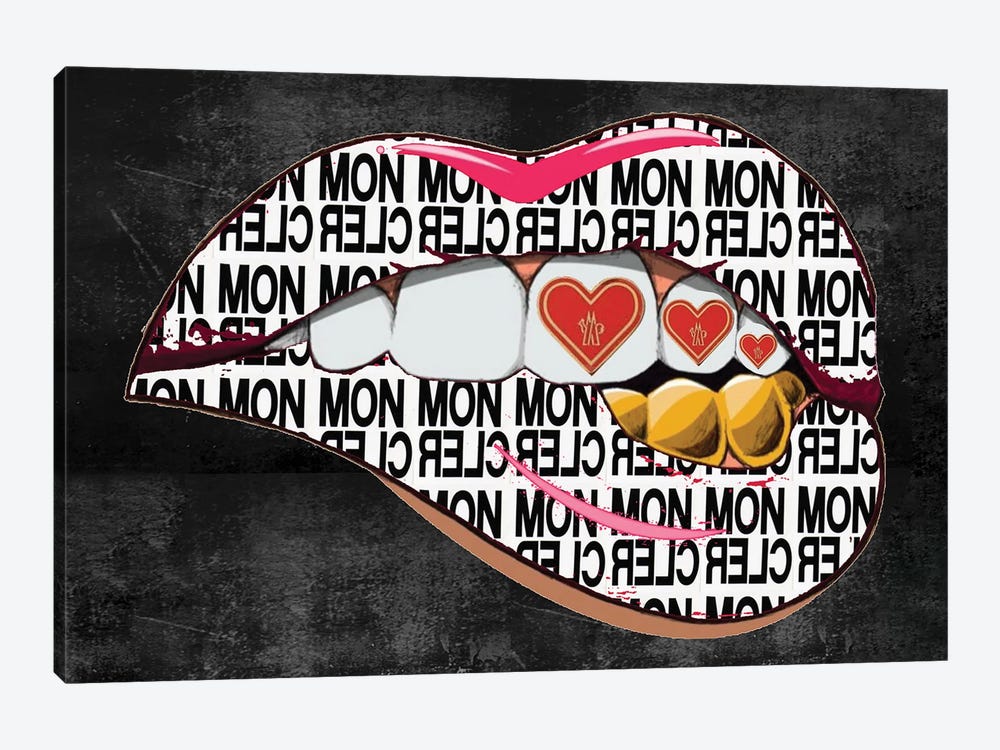 Moncler Logo Lips Pattern by Julie Schreiber 1-piece Canvas Print