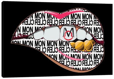 Moncler Logo Pattern Logo Tooth Lips Canvas Art Print - Julie Schreiber
