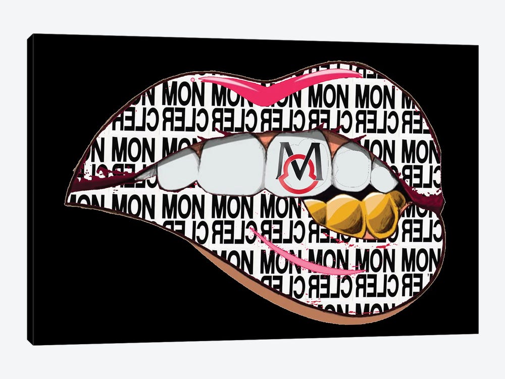 Moncler Logo Pattern Logo Tooth Lips by Julie Schreiber 1-piece Canvas Print