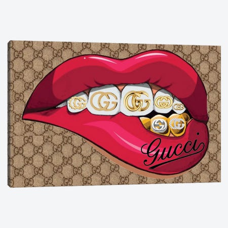 Gucci Logo Grills Lips Canvas Print #JUE172} by Julie Schreiber Canvas Print
