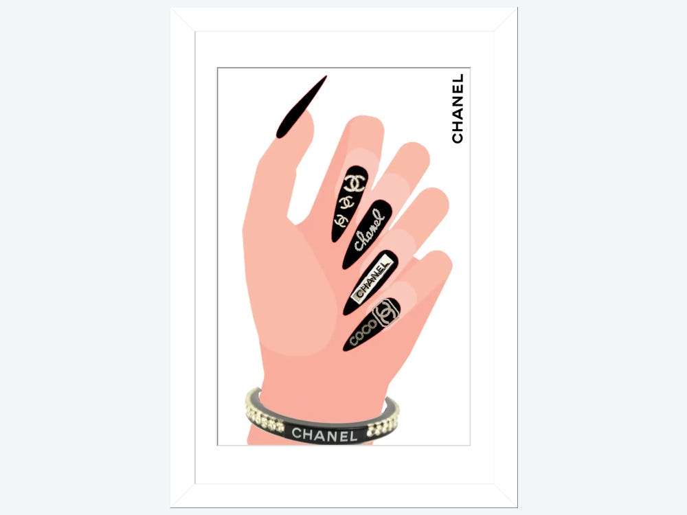 Chanel Black Stiletto Nail Art by Julie Schreiber Fine Art Paper Poster ( People > Body > Hands art) - 24x16x.25