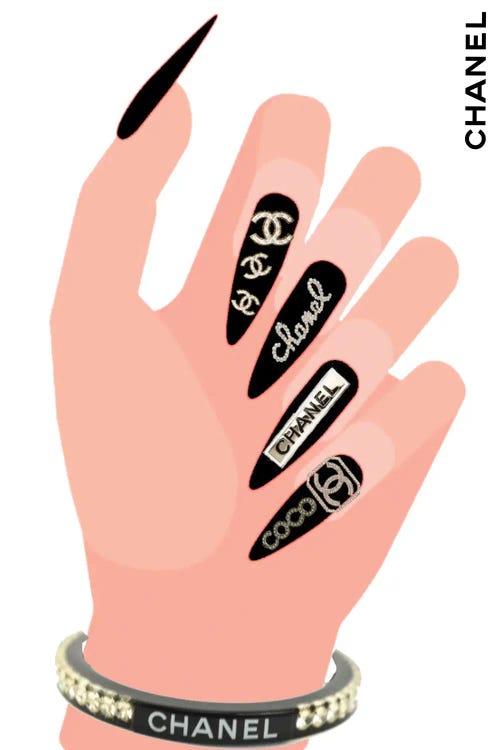 Chanel Black Stiletto Nail Art