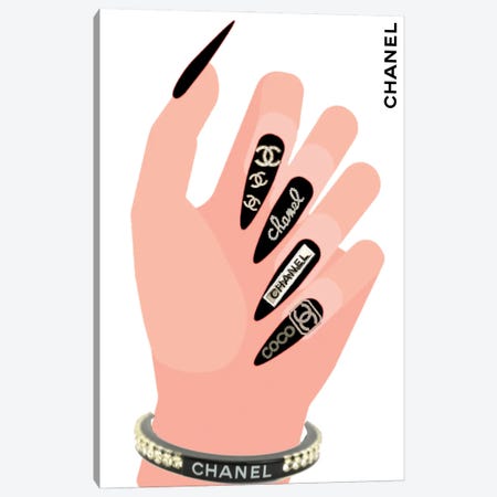 Chanel Black Stiletto Nail Art Canvas Print #JUE175} by Julie Schreiber Canvas Art