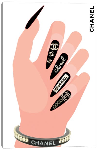 Chanel Black Stiletto Nail Art Canvas Art Print - Julie Schreiber